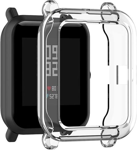 حافظات متوافقة مع Amazfit GTS 2 Mini/Bip U Pro حافظة ناعمة من مادة TPU مقاومة للصدمات وغطاء واقٍ ممتص للصدمات لساعة GTS 2 Mini الذكية (أسود + شفاف) in Saudi Arabia