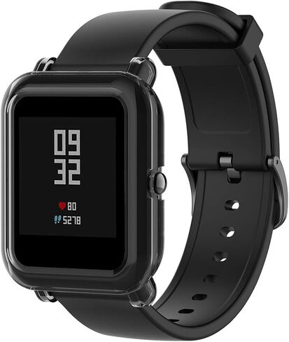 حافظات متوافقة مع Amazfit GTS 2 Mini/Bip U Pro حافظة ناعمة من مادة TPU مقاومة للصدمات وغطاء واقٍ ممتص للصدمات لساعة GTS 2 Mini الذكية (أسود + شفاف) in Saudi Arabia