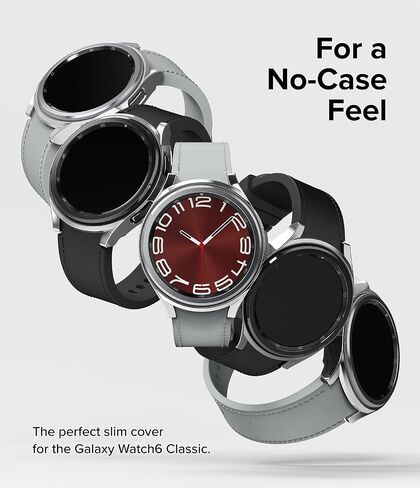 Ringke Slim [Anti-Yellowing Material / 2 Pack] Compatible with Samsung Galaxy Watch 6 Classic Case (43mm) Lightweight Sturdy Solid Transparent Cover + Extra Color for Women, Men - Clear & Chrome in Kuwait