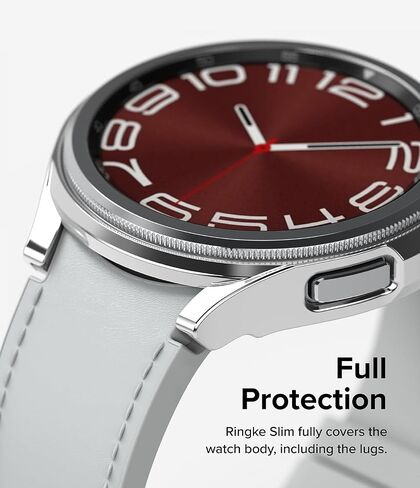 Ringke Slim [Anti-Yellowing Material / 2 Pack] Compatible with Samsung Galaxy Watch 6 Classic Case (43mm) Lightweight Sturdy Solid Transparent Cover + Extra Color for Women, Men - Clear & Chrome in Kuwait