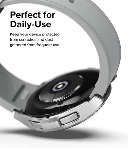 Ringke Slim [Anti-Yellowing Material / 2 Pack] Compatible with Samsung Galaxy Watch 6 Classic Case (43mm) Lightweight Sturdy Solid Transparent Cover + Extra Color for Women, Men - Clear & Chrome in Kuwait