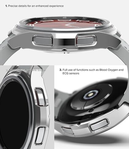 Ringke Slim [Anti-Yellowing Material / 2 Pack] Compatible with Samsung Galaxy Watch 6 Classic Case (43mm) Lightweight Sturdy Solid Transparent Cover + Extra Color for Women, Men - Clear & Chrome in Kuwait
