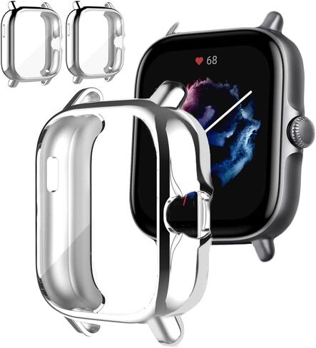 حافظة حماية للشاشة للساعة الذكية Amazfit GTS 3/GTS 2، عبوتان من مادة TPU الناعمة الرفيعة للغاية لتغطية الوجه بالكامل وملحقات بديلة لـ Amazfit GTS 3/GTS 2، أسود in Kuwait