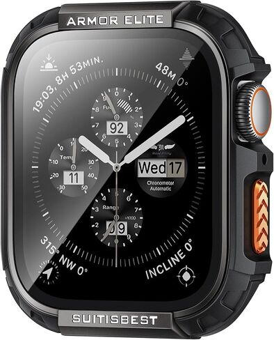 Suitisbest Metal Rugged Case for Apple Watch 44mm Case Screen Protector, Shockproof Protective Case Bumper 9H Tempered Glass Screen Protector Cover for iWatch 6 5 4 SE in Saudi Arabia