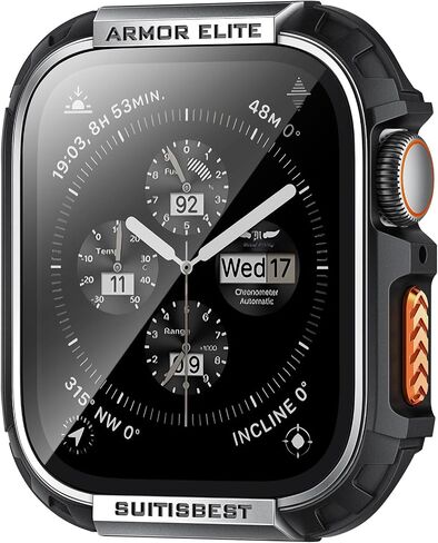 Suitisbest Metal Rugged Case for Apple Watch 44mm Case Screen Protector, Shockproof Protective Case Bumper 9H Tempered Glass Screen Protector Cover for iWatch 6 5 4 SE in Saudi Arabia