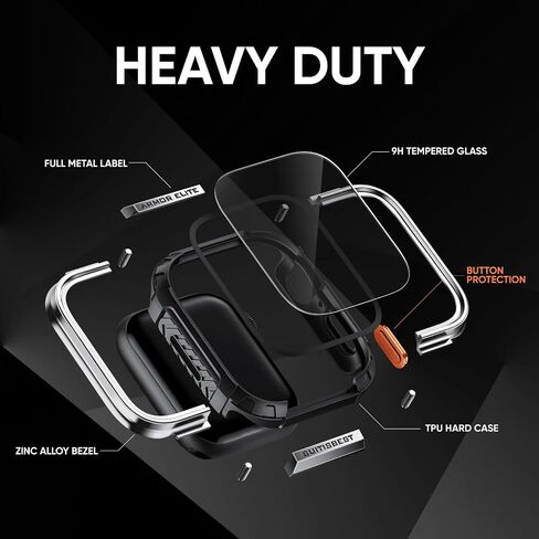 Suitisbest Metal Rugged Case for Apple Watch 44mm Case Screen Protector, Shockproof Protective Case Bumper 9H Tempered Glass Screen Protector Cover for iWatch 6 5 4 SE in Saudi Arabia