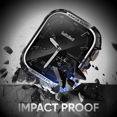 Suitisbest Metal Rugged Case for Apple Watch 44mm Case Screen Protector, Shockproof Protective Case Bumper 9H Tempered Glass Screen Protector Cover for iWatch 6 5 4 SE in Saudi Arabia