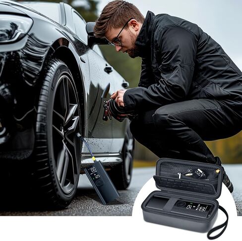 حافظة متوافقة مع ضاغط الهواء المحمول لنفخ الإطارات، وحامل تخزين مضخة إطارات السيارة، وصندوق مضخة الدراجة المنفوخ الذي يحمل خرطوم الهواء، ومخروط الفوهة، ومحول الإبرة وكابل الشحن (الحقيبة فقط) in Kuwait