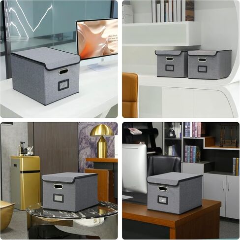 Office File Box with Lid, Storage File Boxes Decorative, Cute Hanging File Organizer Box, Portable Office Document Storage with 3 Folders, for Letter/Legal Folder(Gray-1 Pack) … in Saudi Arabia