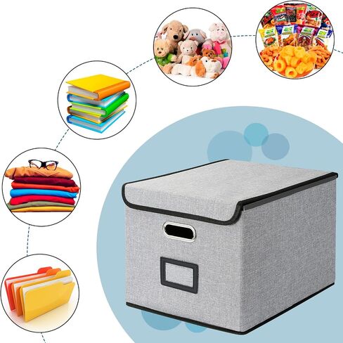 Office File Box with Lid, Storage File Boxes Decorative, Cute Hanging File Organizer Box, Portable Office Document Storage with 3 Folders, for Letter/Legal Folder(Gray-1 Pack) … in Saudi Arabia