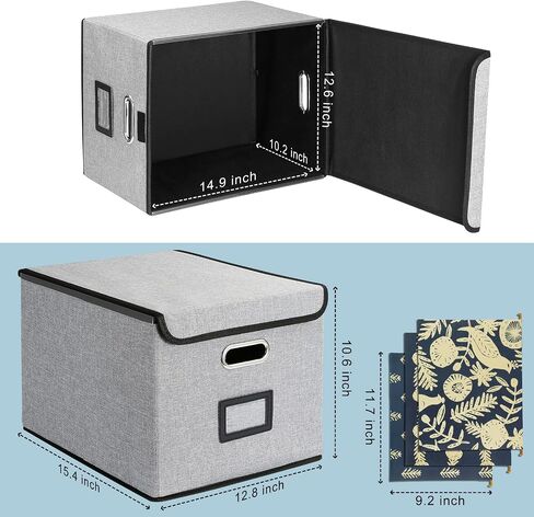 Office File Box with Lid, Storage File Boxes Decorative, Cute Hanging File Organizer Box, Portable Office Document Storage with 3 Folders, for Letter/Legal Folder(Gray-1 Pack) … in Saudi Arabia