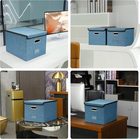 صندوق ملفات مكتب مع غطاء، صناديق ملفات تخزين مزخرفة، صندوق منظم ملفات معلق لطيف، تخزين مستندات مكتب محمول مع 3 مجلدات، للرسائل/المجلد القانوني (رمادي-1 حزمة) ... in Kuwait