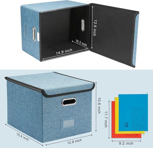 صندوق ملفات مكتب مع غطاء، صناديق ملفات تخزين مزخرفة، صندوق منظم ملفات معلق لطيف، تخزين مستندات مكتب محمول مع 3 مجلدات، للرسائل/المجلد القانوني (رمادي-1 حزمة) ... in Kuwait