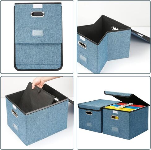 صندوق ملفات مكتب مع غطاء، صناديق ملفات تخزين مزخرفة، صندوق منظم ملفات معلق لطيف، تخزين مستندات مكتب محمول مع 3 مجلدات، للرسائل/المجلد القانوني (رمادي-1 حزمة) ... in Kuwait