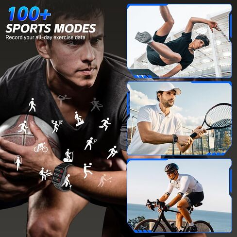 Smart Watch for Men with Bluetooth Call 3ATM Waterproof Fitness Tracker Watch with Heart Rate SpO2 Sleep Monitor 100+ Sports Modes Swimming Pedometer 1.83" Smartwatch for iPhone Android Phones in Saudi Arabia