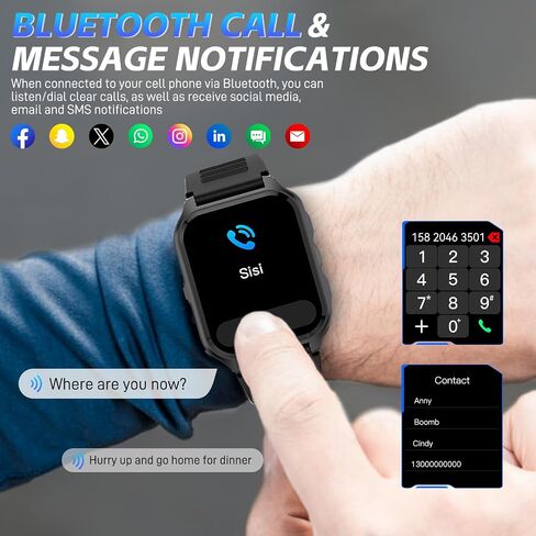 Smart Watch for Men with Bluetooth Call 3ATM Waterproof Fitness Tracker Watch with Heart Rate SpO2 Sleep Monitor 100+ Sports Modes Swimming Pedometer 1.83" Smartwatch for iPhone Android Phones in Saudi Arabia