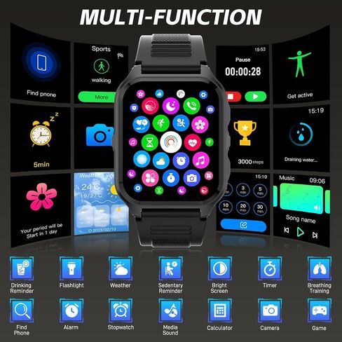 Smart Watch for Men with Bluetooth Call 3ATM Waterproof Fitness Tracker Watch with Heart Rate SpO2 Sleep Monitor 100+ Sports Modes Swimming Pedometer 1.83" Smartwatch for iPhone Android Phones in Saudi Arabia