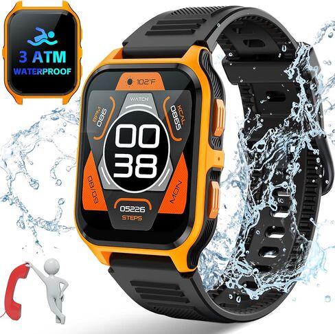 Smart Watch for Men with Bluetooth Call 3ATM Waterproof Fitness Tracker Watch with Heart Rate SpO2 Sleep Monitor 100+ Sports Modes Swimming Pedometer 1.83" Smartwatch for iPhone Android Phones in Saudi Arabia