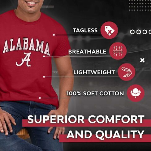 تي شيرت Campus Colors رجالي من القطن Gameday للبالغين من الرابطة الوطنية لرياضة الجامعات (NCAA) بجودة ممتازة in Kuwait