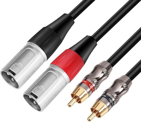Devinal XLR to RCA Stereo Interconnect Cable, Heavy Duty Dual XLR Male to Dual RCA/Phono Audio HiFi Cord, 2 XLR to 2 RCA Interconnect Lead Patch Wire Adapter 6.6FT in Saudi Arabia