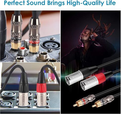 Devinal XLR to RCA Stereo Interconnect Cable, Heavy Duty Dual XLR Male to Dual RCA/Phono Audio HiFi Cord, 2 XLR to 2 RCA Interconnect Lead Patch Wire Adapter 6.6FT in Saudi Arabia