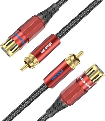 كابل XLR مزدوج إلى RCA بطول 3 أقدام، كابل صوت غير متوازن من 2RCA ذكر إلى 2XLR ذكر، مطلي بالذهب عيار 24 قيراط، مزدوج الحماية - أحمر نبيذي in Kuwait