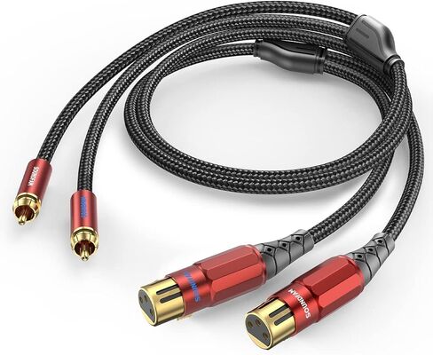 كابل XLR مزدوج إلى RCA بطول 3 أقدام، كابل صوت غير متوازن من 2RCA ذكر إلى 2XLR ذكر، مطلي بالذهب عيار 24 قيراط، مزدوج الحماية - أحمر نبيذي in Kuwait