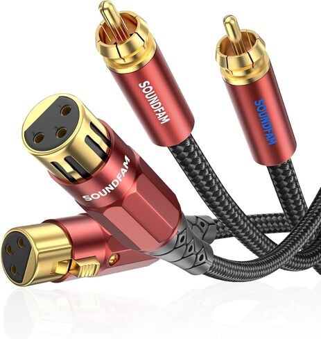 كابل XLR مزدوج إلى RCA بطول 3 أقدام، كابل صوت غير متوازن من 2RCA ذكر إلى 2XLR ذكر، مطلي بالذهب عيار 24 قيراط، مزدوج الحماية - أحمر نبيذي in Kuwait