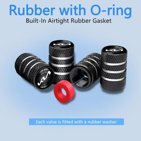 4Pcs Car Tire Valve Caps,for KIA Soul Stinger Seltos Cadenza K900 Forte NIRO Rio Sportage Sorento Series Stem Cap Aluminium Stem Caps with Car Logo QY_Black in Saudi Arabia