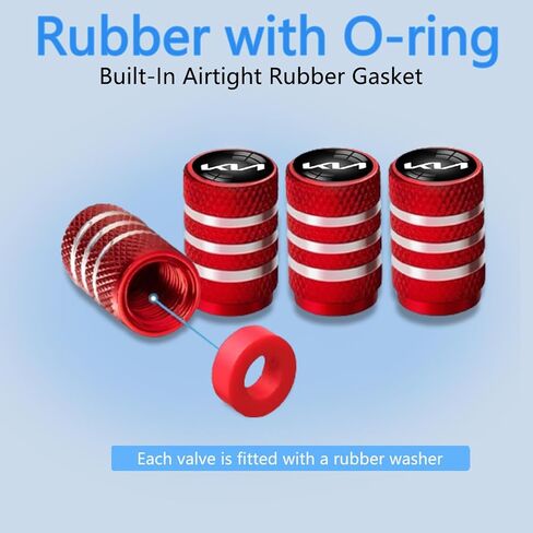 4 قطع أغطية صمامات إطارات السيارة، لسيارة KIA Soul Stinger Seltos Cadenza K900 Forte NIRO Rio Sportage Sorento Series أغطية جذعية من الألومنيوم مع شعار السيارة QY_Black in Kuwait