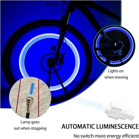 6 قطع من مصابيح LED لعجلات الإطارات، مصباح غطاء صمام عجلة الإطارات المقاوم للماء مع بطارية، أضواء تزيين إطارات LED عالمية للسيارات وصناديق السيارات والدراجات النارية (أصفر) in Kuwait