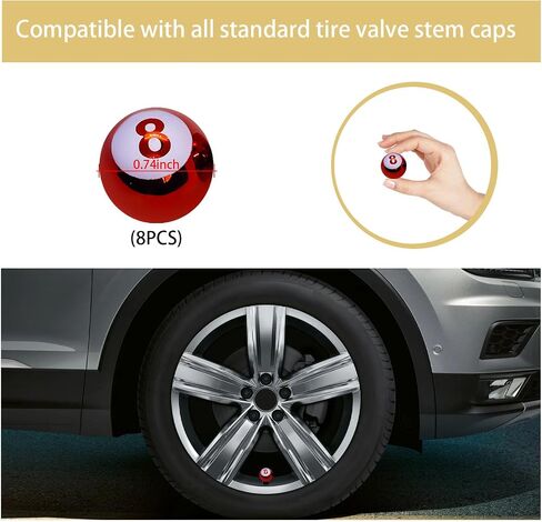 Augeny 8 PCS Car Tire Valve Caps, Pool 8 Ball Wheel Valve Stem Covers with Rubber Ring, Corrosion Resistant Airtight Tyre Dust Caps, Universal Stem Covers for Car, Truck, Bicycle, SUV (Blue) in Saudi Arabia