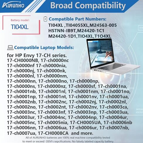TI04XL M24563-005 استبدال بطارية الكمبيوتر المحمول HP Envy 17-CH 17-ch0027ur 17-ch0026ur 17m-ch0013dx Series TI04055XL M24563-005 HSTNN-IB9T M24420-1C1 M24420-1D1 55.67Wh 15.12V in Saudi Arabia