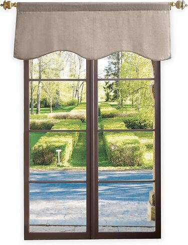 Martha Stewart Lucca Velvet Lined Scallop Window Curtain 50" W x 18" L, Valance, Loden Green in Kuwait