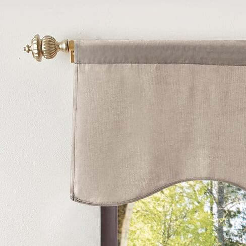 Martha Stewart Lucca Velvet Lined Scallop Window Curtain 50" W x 18" L, Valance, Loden Green in Kuwait