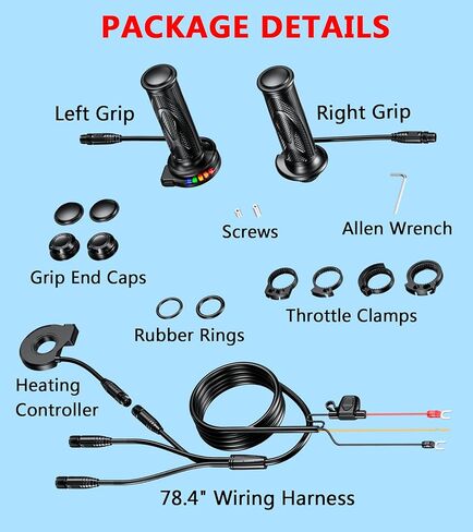 مقابض تسخين الدراجة النارية، مقابض تسخين ذكية بخمسة تروس قابلة للتعديل لدرجة الحرارة للدراجات النارية، مقابض مطاطية مقاومة للماء ومضادة للانزلاق مناسبة لمقود الدراجات النارية ATV مقاس 7/8 بوصة in Kuwait