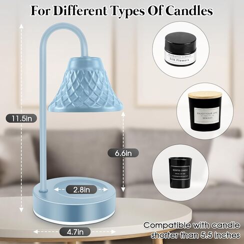 Electric Candle Warmer Lamp: Wax Melt Warmer with Timer - Electric Wax Melt Warmer Light - Candle Lamp for Home Decor (Blue) in Saudi Arabia