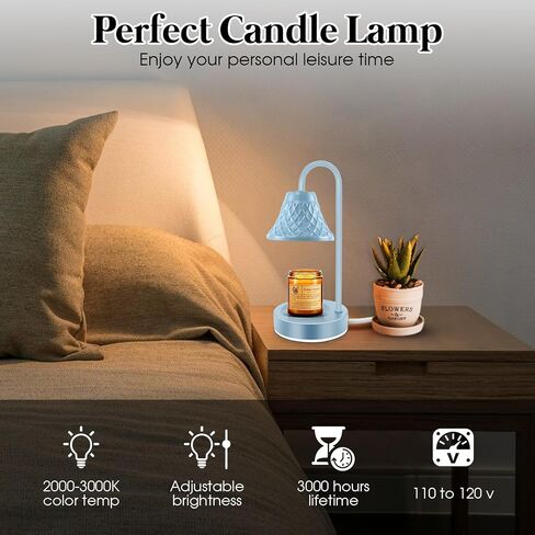 Electric Candle Warmer Lamp: Wax Melt Warmer with Timer - Electric Wax Melt Warmer Light - Candle Lamp for Home Decor (Blue) in Saudi Arabia