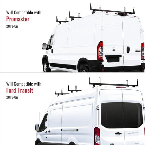 AA-Racks Model X202 Steel Van Roof Rack Cross Bars Fits 2013-On RAM ProMaster/ 2015-On Transit، 3 Bar 72 بوصة - أسود in Kuwait