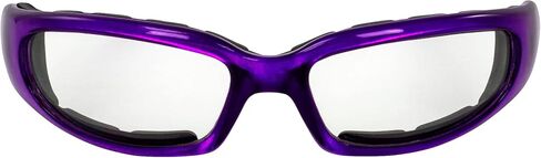 Global Vision 2 Pairs Chicago Padded Motorcycle Sunglasses for Women Scratch-Resistant Purple Frame w/Clear & Super Dark Lenses in Saudi Arabia