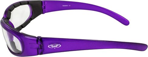 Global Vision 2 Pairs Chicago Padded Motorcycle Sunglasses for Women Scratch-Resistant Purple Frame w/Clear & Super Dark Lenses in Saudi Arabia