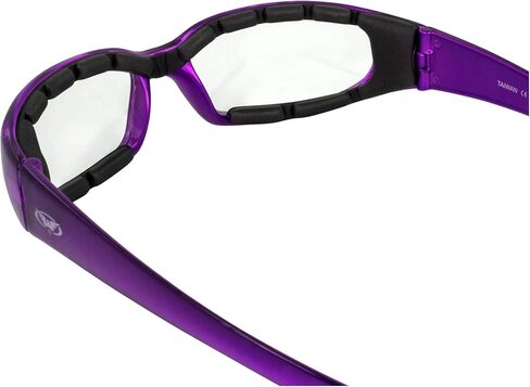 Global Vision 2 Pairs Chicago Padded Motorcycle Sunglasses for Women Scratch-Resistant Purple Frame w/Clear & Super Dark Lenses in Saudi Arabia