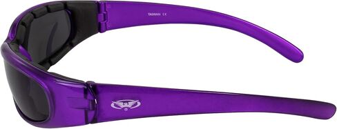 Global Vision 2 Pairs Chicago Padded Motorcycle Sunglasses for Women Scratch-Resistant Purple Frame w/Clear & Super Dark Lenses in Saudi Arabia