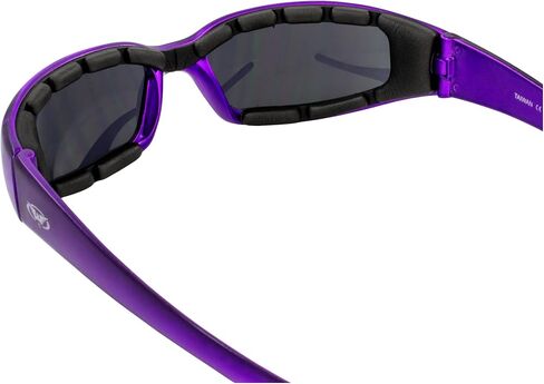 Global Vision 2 Pairs Chicago Padded Motorcycle Sunglasses for Women Scratch-Resistant Purple Frame w/Clear & Super Dark Lenses in Saudi Arabia