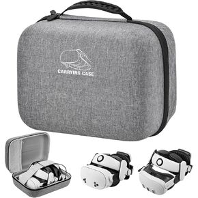 Hard Carrying Case for Meta Quest 3S/Qust 3/Quest 2/PICO 4, Portable Storage Bag with 2 USB Charging Port Compatible With BOBOVR/KIWI Head Strap, VR Headset and Controller Accessories for Home Travel