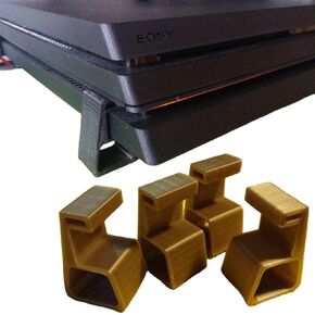 Console Corner Feet Risers for Sony PlayStation 4 Pro, Improves Airflow and Cooling, Space-Saving Horizontal Console Stand Mount, System PS4 Pro Dock Display (Gold)