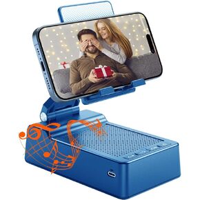 Foldable Cell Phone Stand with Wireless Bluetooth Speaker and Anti-Slip Base, HD Stereo Compatible with Multiple Devices, Tech Gadgets Gifts for Men/Women/Dad/Husband (Black)