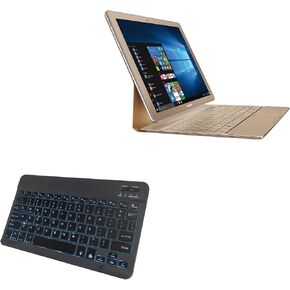 لوحة مفاتيح Boxwave متوافقة مع Samsung Galaxy Tabpro S - لوحة مفاتيح Slimkeys Bluetooth - مع الإضاءة الخلفية ، LED Slim Portable 7 Colors - Jet Black
