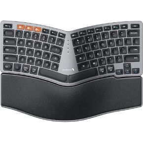 ProtoArc Bluetooth Ergonomic Keyboard, EK04 Mini Compact Wireless Ergo Keyboard with Palm Rest, Split Design, Natural Typing, Bluetooth and USB, Rechargeable, for Windows/Mac - Space Gray
