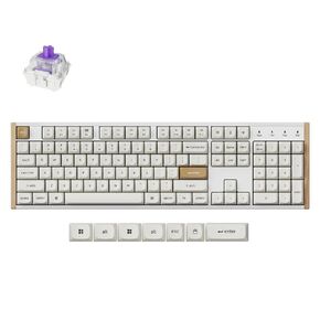 Keychron K10 HE Hall Effect Keyboard Wireless, Magnetic Switch Hot Swappable, Adjustable Actuation Rapid Trigger Mode with Aluminum + Wood Frame, Full-Size Custom RGB for Mac Windows Linux - White